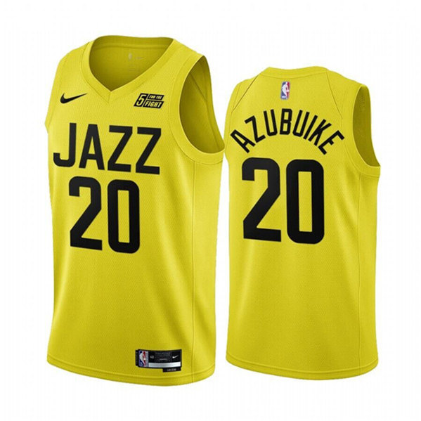 Men's Utah Jazz #20 Udoka Azubuike Yellow 2022/23 Association Edition Stitched Basketball Jersey